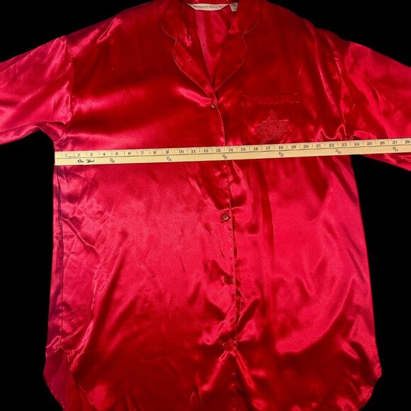 Vintage Victoria's Secret Red Satin Sleep Shirt Nightgown Large - Picture 4 of 6